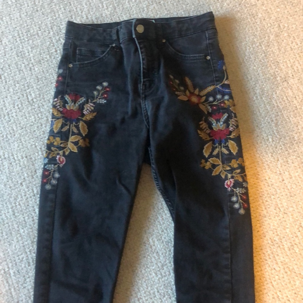 Topshop Embroidered Jeans